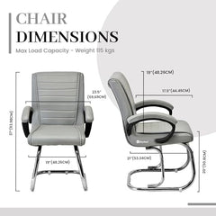 KITHANIA Executive Office Home Study Chair Library Chair with Cushioned Arm Rest & Seat Back, Reception or Conference Room Seating, 100 Kgs Limit (2, Pink, Double Pipe Chrome Frame)