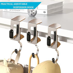 ZPCCOT 2-Pack Adjustable Metal Desk Hooks for Table | Heavy-Duty Under Desk Bag Holder, Purse & Backpack Hanger, Headphone and Umbrella Hook | No-Drill Clamp Table Hook for Office, Home & Study Desk