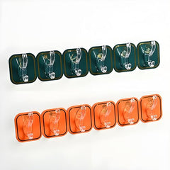 JIALTO 1 Pcs Wall Hanger Hooks | Strong Self Adhesive Magic Sticker Hook for Clothes, Towels & Accessories | 6 Hook Strip for Home, Bathroom & Kitchen - Transparent