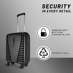 Aristocrat Airpro Set of 3 (Cabin+Medium+Large) Trolley Bags, Jet Black