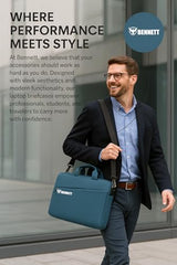 Bennett™ Mystic Unisex Adult Men's Laptop Bag 15.6 inch Side Shoulder Briefcase Satchel Messenger Business Bags for Men & Women Front Pocket for Laptop Accessories - Black (6 Month Warranty)