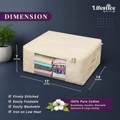 lifestice Cotton Clothes Storage Bags with Zipper|Cotton Canvas bags | Lehenga Storage Bags Big Size For Women's Dresses, Sarees, Lehengas (PACK OF 9)