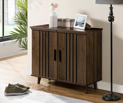 DeckUp Halo 2-Door Shoe Rack (Walnut, Matte Finish)