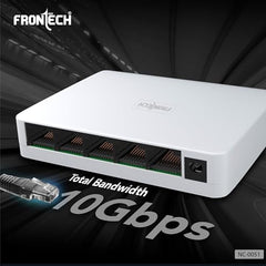 FRONTECH 8 Port Gigabit Ethernet Switch | 10/100/1000Mbps | Plug & Play LAN Hub for Router, Computer, Gaming Console, Printer & IP Camera | Wall Mountable | Hi-Speed Network Switch (NC-0052)