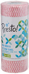 Amazon Brand - Presto! Non-Woven Kitchen Towel Roll | 80 Pulls (Pack of 2) | Size: 23 x 21 cm | Wavy Pattern (Red & Blue) | Washable and Reusable | Highly Absorbent | For Daily Use