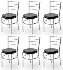 RATISON Office Visitor Study Chair Home Restaurant Steel Multipurpose with a Leather Cushion Steel Chrome Chair with Ring (Green, 6)