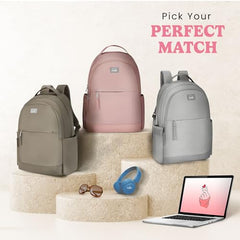 Genie Miami Laptop Backpack for Women (16 Inches) | Modern Office, College & Travel Laptop Backpack | Padded Laptop Sleeve | Rose