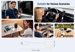 TQZEK 2in1 Light_ing 8pin to 3.5mm Adapter MFi Certified 20W Fast Charge & Hi-Fi Sound for Earphone Car Home Stereo AUX Audio Dongle for iPhone 14/13/12/11/XR/XS/X/8/7/6 Series iPad and iPod