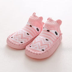 MOMISY Anti-Skid leather soled Shoe Socks for Baby Boys and Baby Girls-12 to 18 months, Medium, Pink