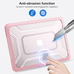 ProElite Transparent Case for MacBook Neo 13 inch 2026 Model Touch ID, Heavy Duty Honeycomb Hard Shell with Slim TPU Bumper and Fold Kickstand, Dark Blue