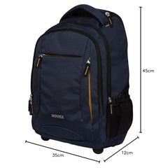 NOVEX 30L Pacific Laptop Trolley Bag with Spinner Wheels for Men & Women | 15.6 Inch Water Resistant 3 Compartments Backpack for Office, Business Trips & Travel | Black