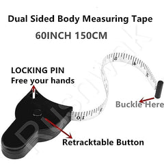 MOMISY Body Measuring Tape with Lock Pin and Retractable Push Button 150 CM Measurement Tape Measure for Body for Fat Measurement and Weight Loss Sewing Tape Tailor Tape