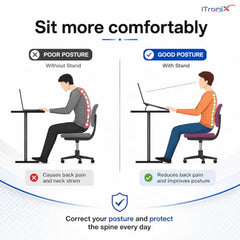 iTronix Portable Invisible Laptop Riser Stand | Mini Aluminum Cooling Pad, Lightweight Invisible Laptop Desk Stand for MacBook, Lenovo, Dell, HP & Other Laptops (Silver)