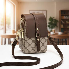 MOMISY Women’s Crossbody Sling Bag | PVC Leather Mini Shoulder Bag with Magnetic Buckle & Adjustable Strap(Dark Brown)
