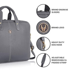 WildHorn Genuine Leather Office Bag for Men | 15.6-Inch Laptop Bag with a Minimalist Design | Professional Leather Bag with Adjustable Straps & Multiple Compartments | 1-Year Warranty
