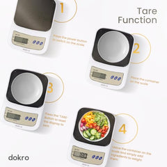 Dokro Digital Weighing Scale for Kitchen(LCD, Green), Kitchen Scale with High-Precision Sensors, TARE Function, 1g-10kg Range, with 2 AAA Batteries | Portable Food weight scale for home, baking, diet