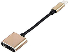 SYGA 2 in 1 Type-C to 3.5mm Headphone Jack Adapter/Connector Charger, Earphone Aux Mobile Phone Audio and Charge Adapter - Black