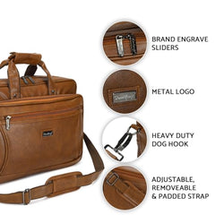 Hard Craft Vegan Leather Office Laptop Messenger and Shoulder Side Sling Hand Bag For Men Corporate Executive Briefcase Bag For Man Supports Laptop Upto 15.6 inches