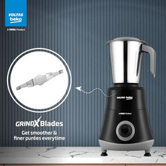 Voltas Beko, A Tata Product Powerfull 500 W Mixer Grinder with GrindX Technology (G5003HP-WH | 3 Jars | White)