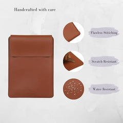ENTHOPIA 13 to 14 Inches Folio Laptop Case Cover Vegan Leather Compatible for MacBook, Lenovo, Hp, Dell &Other Notebooks - Plain Cork