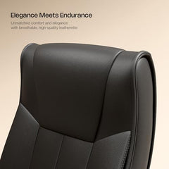 Green Soul Kiev Orthopedic Boss Chair | Leatherette Office Chair | Ergonomic Executive Chair with Spacious Cushioned Seat | Heavy Duty Metal Base | Rocking Function (Black)