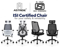 ASTRIDE Ergofit ISI Certified Ergonomic Office Chair for Work | 2D Headrest, Adjustable Arms & Lumbar Support | Single Lock Mechanism DIY [Grey-White]