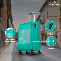 Aristocrat Duralite Set of 3 Soft Case (S+M+L) Trolley Bags, Red | 8-Wheels, Spacious, Zipper Expander, Front Pocket, Polyester Case, Combination Lock, Travel Luggage, 3-Year Global Warranty