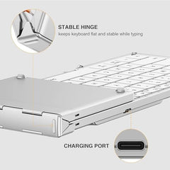 ProtoArc Foldable Bluetooth Keyboard, XK01 Full Size Folding Wireless Keyboard with Number Pad, Portable Travel Keyboard for Windows iOS Android Tablets, Laptops, iPad