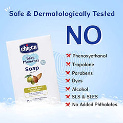 Chicco Baby Moments Soap 75g Buy 3 Get 1 Free For Nourished & Moisturised Skin With Natural Care of Almond & Olive Oil