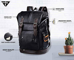 FUR JADEN Vegan Leather Anti Theft Design Casual Laptop Backpack with 15.6 Inch Laptop Pocket