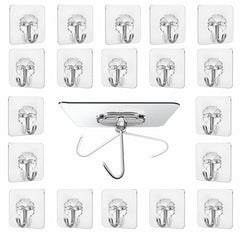 JIALTO Adhesive Hooks, Heavy Duty 5 kg Wall Hooks, Nail-Free Reusable Stainless Steel Sticky Hangers for Multipurpose Kitchen, Bathroom & Home (10 Pcs)