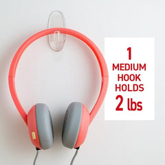 3M Command Clear Medium Wall Hooks, holds 900gms, no paint damage, Holds Strongly, Adhesive hooks for wall, Reusable, Multi-surface (Transparent, 2 hooks, 4 strips)