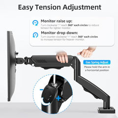 MOUNTUP Dual Monitor Stand for Desk, Monitor Arms for 2 Monitors 13-32 Inch | Holds 4.4-19.8lbs per Arm, VESA 75x75/100x100, Full Motion Monitor Mount for Home Office, C-Clamp & Grommet Base, Black