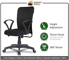 Green Soul Seoul X Office Chair, Mid Back Fabric Ergonomic Home Office Desk Chair with Comfortable & Spacious Seat, Rocking-tilt Mechanism & Heavy Duty Metal Base (Black)