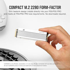 Corsair MP600 PRO LPX 2TB M.2 NVMe PCIe x4 Gen4 SSD - Optimized for PS5 (Up to 7,100MB/sec Sequential Read & 5,800MB/sec Sequential Write Speeds, High-Speed Interface, Compact Form Factor) White
