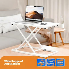 TARKAN Wood Standing Desk Riser, Height Adjustable Sit to Stand Desktop Workstation Table for Laptop & Monitor (Black)
