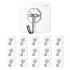 Misamo Enterprise PVC Wall Hooks, Pack of 15, Transparent