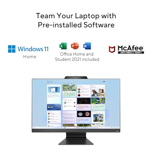 ASUS AiO M3 Series, 27" (68.58 cms) FHD, AMD Ryzen 5 7520U, All-in-One Desktop (16GB/512GB SSD/Windows 11/Office 2021/with Wireless Keyboard & Mouse/Black/8.90 Kg), M3702WFA-BA002WS