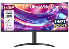 LG 34U640B Smartchoice 86 cm (34 Inch) 21:9 UltraWide WQHD (3440x1440) Curved Monitor(1800R), 144Hz, sRGB 99%, HDR10, Anti-Glare, HDMI X 2, DP, USB-C (PD 65W), PBP, PIP, Tilt/Height Adjustable Stand