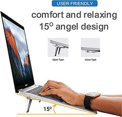 iTronix Portable Invisible Laptop Riser Stand | Mini Aluminum Cooling Pad, Lightweight Invisible Laptop Desk Stand for MacBook, Lenovo, Dell, HP & Other Laptops (Silver)