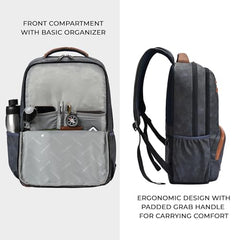 Gear Vintage 4 19"/29L anti theft faux leather Medium Water Resistant Laptop Backpack/Casual Backpack/Daypack/Travel Backpack/College Bag For Men/Women(Pitch Black-Black)