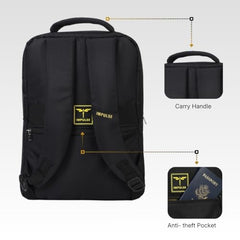 Impulse Empower Elite Laptop Backpack for Men & Women | 25L Polyester School & College Bag | USB Charging Port | Padded Laptop Sleeve | Multiple Pockets with Bottle Holder | Black