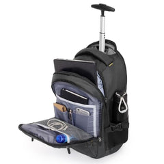 NOVEX 30L Pacific Laptop Trolley Bag with Spinner Wheels for Men & Women | 15.6 Inch Water Resistant 3 Compartments Backpack for Office, Business Trips & Travel | Black