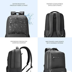Gear Quantum 3 18"/29L Antitheft Large Faux Leather Water Resistant Laptop backpack with Raincover/Laptop backpack/Casual Backpack/Daypack/Travel Backpack/College Bag For Men/Women(Black-Black)