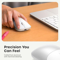 SATECHI Slim EX Wireless Mouse, Bluetooth & 2.4 GHz, Quiet Clicks, Silver