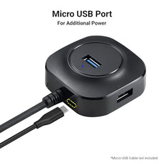 ZEBRONICS 400HB USB HUB, 4 Ports, USB 3.0, Transfer Speeds Upto 5 Gbps, Compact Design, LED Indicator, Multi OS Compatible, Micro USB (for Additional Power), Plug and Play