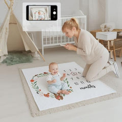 MOMISY Baby Milestone Blanket and Props for Baby's |1 to 12 Months Prop |Baby Bedding |Ac Room Blanket for Summer|Newborn| Infants Winter Blanket(BearFlower)