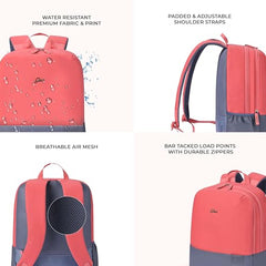 Gear Uber Leatherite Medium Faux Leather Water Resistant 2 Compartment Laptop Backpack/Casual Backpack/Daypack/Travel Backpack/College Bag For Men/Women (Navy-Tan), 26 Litres