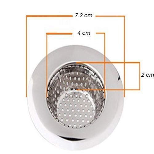 SYGA 2 Pieces Heavy Duty Small Rust Free Stainless Steel Kitchen Sink Strainer Plug, Filter Stopper Mesh Jali for Bathroom Kitchen Sink, 7.2 cm (Suitable for Drain Diameter 4.0cm to 6.0cm)