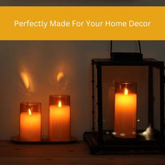 Flameless LED Pillar Candle Set of 2 | Acrylic Fiber Glass | Dancing Faux Wick | Remote Control with Battery Operated 3 AA | Home Décor & Gifting | 3" D x 6" H | Red